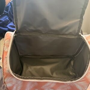 Pink and White Leaf Print Cooler Bag